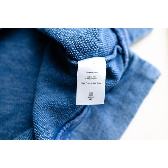 Coldwater Creek distressed denim sweatshirt embroidered 2X Cotton - Picture 6 of 7